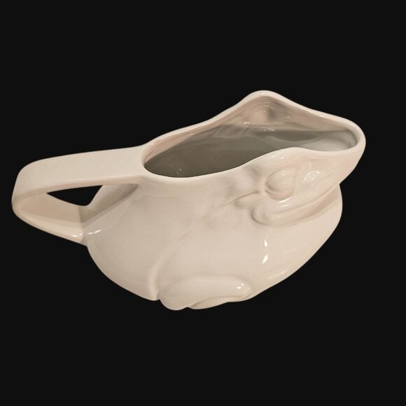 Vtg White Ceramic Frog Vase Pitcher Creamer Made in Italy Signed by Artist Rare - Picture 7 of 9